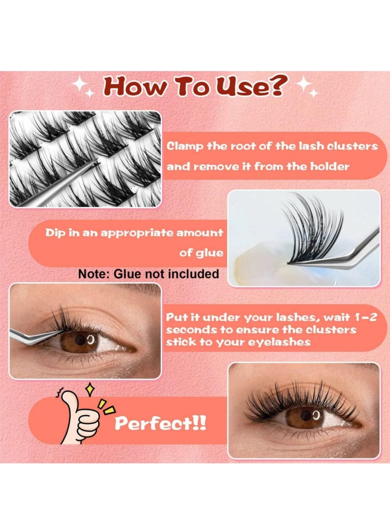 saykfoe Lash Clusters, 48PCS Lashes Extensions 8-16MM, DIY Eyelash Extensions Individual, Mega Fluffy Eyelash Clusters with Natural, eyelashes cat eye for Daily Makeup, Stage Makeup - Image 4